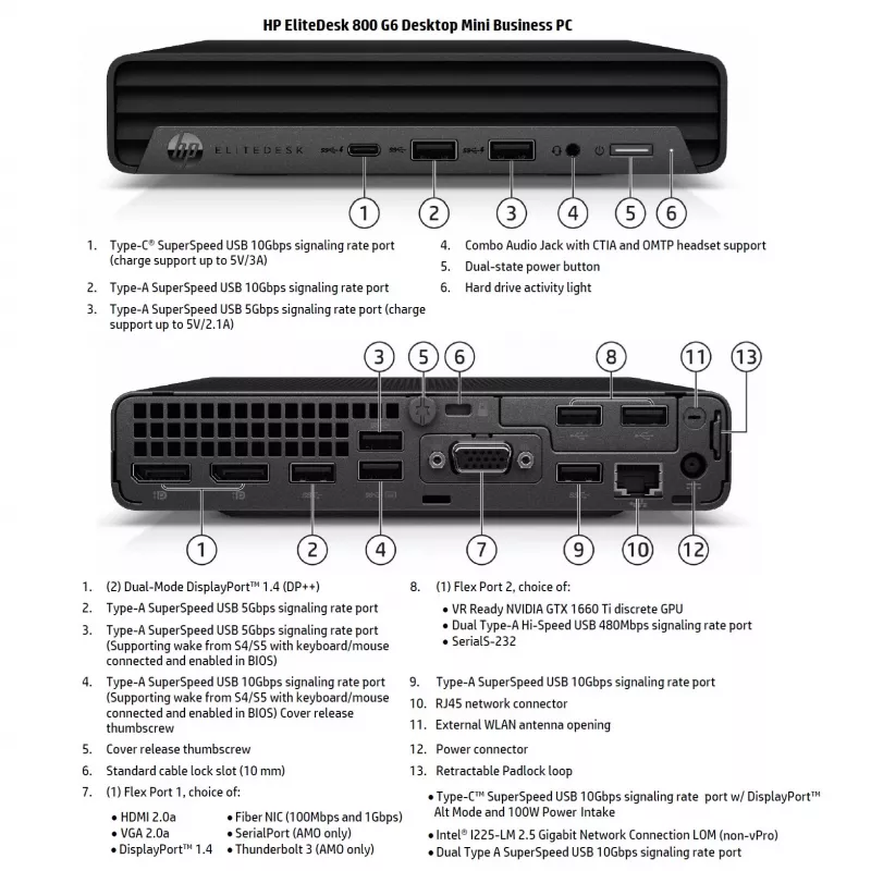 HP Renewed Grade A EliteDesk 800 G6 galddators Mini PC - Intel Core i5-10500, 8GB DDR4, 256GB SSD, Intel UHD Graphics 630, Windows 11 Pro