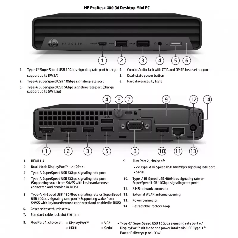 HP Renewed Grade B ProDesk 400 G6 Mini dators Intel Core i5-10500T 16GB 256GB SSD Windows 11 Pro