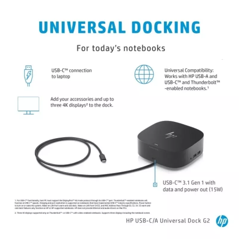 HP USB-C Dock G5 (5TW10AA) Docking Station, Melns