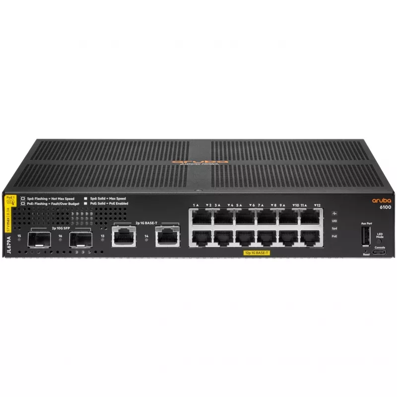 HPE Aruba 6100 12G Class 4 PoE 2G/2SFP+ 139W Switch