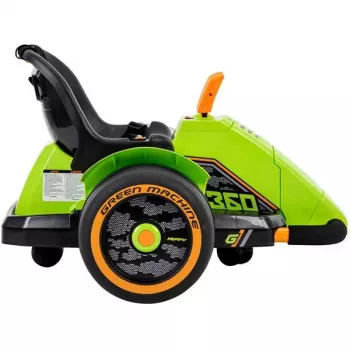 Huffy Green Machine 360 elektriskais braucamauto - 6V, 360° drifts, zaļš/melns, vecumam 3-7
