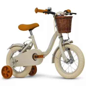 Huffy Vintage 12 collu bērnu velosipēds, pelēks ar grozu un mācību riteņiem