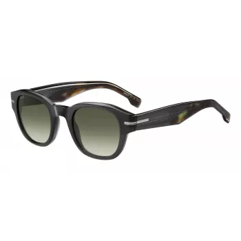 HUGO BOSS BLACK BOSS1717SKB7 Vīriešu saulesbrilles - Acetāta rāmis, Pelēkas polikarbonāta lēcas, UV400 aizsardzība
