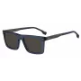 HUGO BOSS BLACK BOSS1765GSPJP Vīriešu taisnstūra saulesbrilles - Melns rāmis, Pelēkas lēcas, 55/18/150 mm
