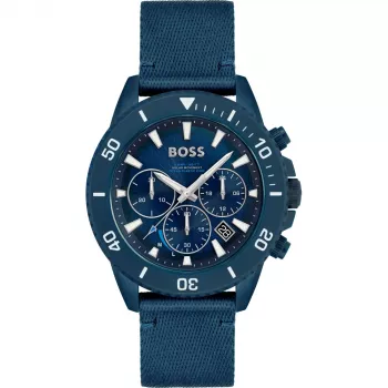 HUGO BOSS Vīriešu Pulkstenis 1513919 46 mm Nerūsējošā Tērauda Korpusā Ar Melnu Silikona Siksniņu Hronogrāfs Kvarcs