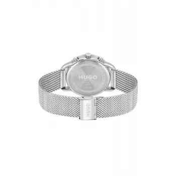 HUGO MAN 1530236 44mm Kvarca analogais pulkstenis, melna silikona siksniņa