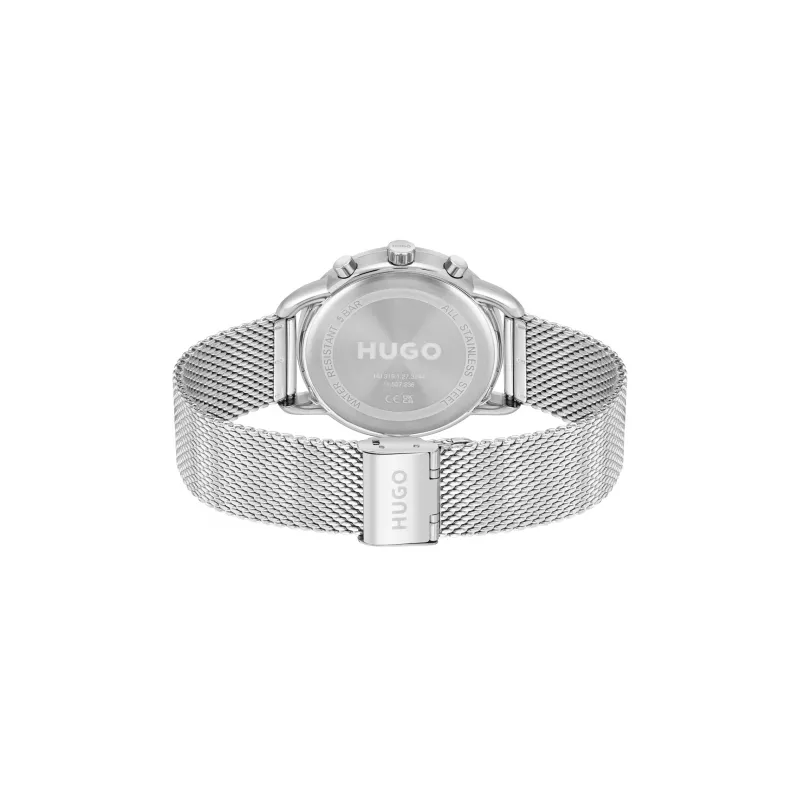 HUGO MAN 1530236 44mm Kvarca analogais pulkstenis, melna silikona siksniņa