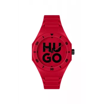 HUGO Vīriešu hronogrāfa kvarca pulkstenis Velocity 42mm nerūsējošā tērauda korpuss, melna silikona siksniņa 1530328