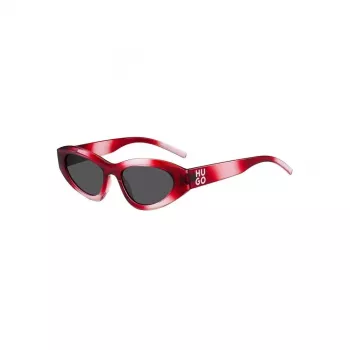 HUGO Unisex Saulesbrilles HG-1282-S-C48 Taisnstūra Pilna Rāmja Rāmis 52/23/145 mm Melns/Pelēks UV400