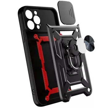 Hurtel Hybrid Armor Camshield Maciņš Huawei nova Y90 Bruņots Maciņš ar Kameras Vāciņu Melns