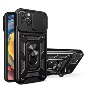 Hurtel Hybrid Armor Camshield Maciņš Huawei nova Y90 Bruņots Maciņš ar Kameras Vāciņu Melns