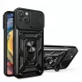 Hurtel Hybrid Armor Camshield Maciņš Huawei nova Y90 Bruņots Maciņš ar Kameras Vāciņu Melns