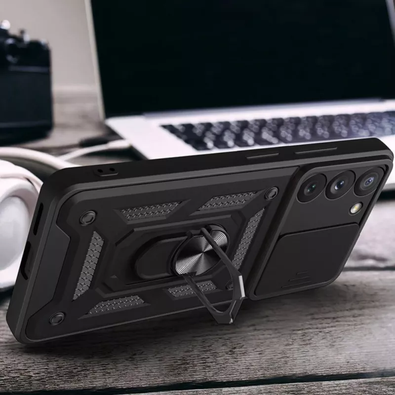 Hurtel Hybrid Armor Camshield Maciņš Samsung Galaxy A14 - Zils