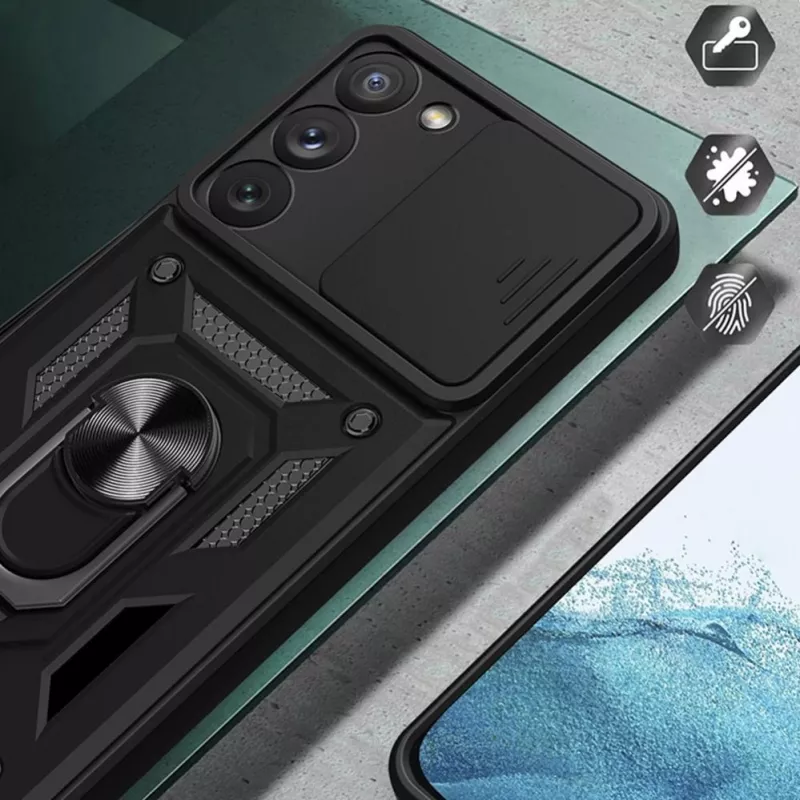 Hurtel Hybrid Armor Camshield Maciņš Samsung Galaxy A14 - Zils