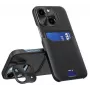 HURTEL iLike Apple iPhone 14 Leather Stand Case Cover Card Wallet with Stand Black