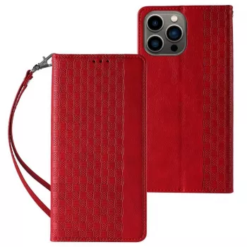 Hurtel Magnet Strap Case iPhone 13 Pro Max - Maks maciņš ar noņemamu siksniņu un piekariņu - Sarkans