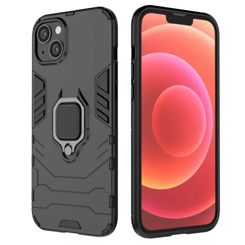 Hurtel Ring Armor Macīgs Vāciņš iPhone 14 Plus, Bruņots Vāks ar Magnētisko Turētāju, Gredzens, Melns