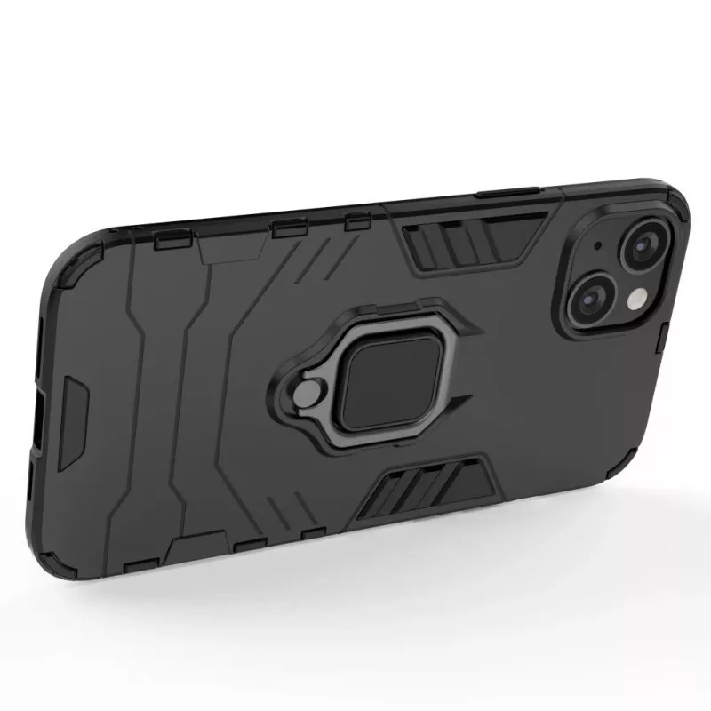 Hurtel Ring Armor Macīgs Vāciņš iPhone 14 Plus, Bruņots Vāks ar Magnētisko Turētāju, Gredzens, Melns