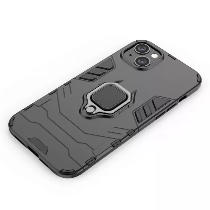 Hurtel Ring Armor Macīgs Vāciņš iPhone 14 Plus, Bruņots Vāks ar Magnētisko Turētāju, Gredzens, Melns