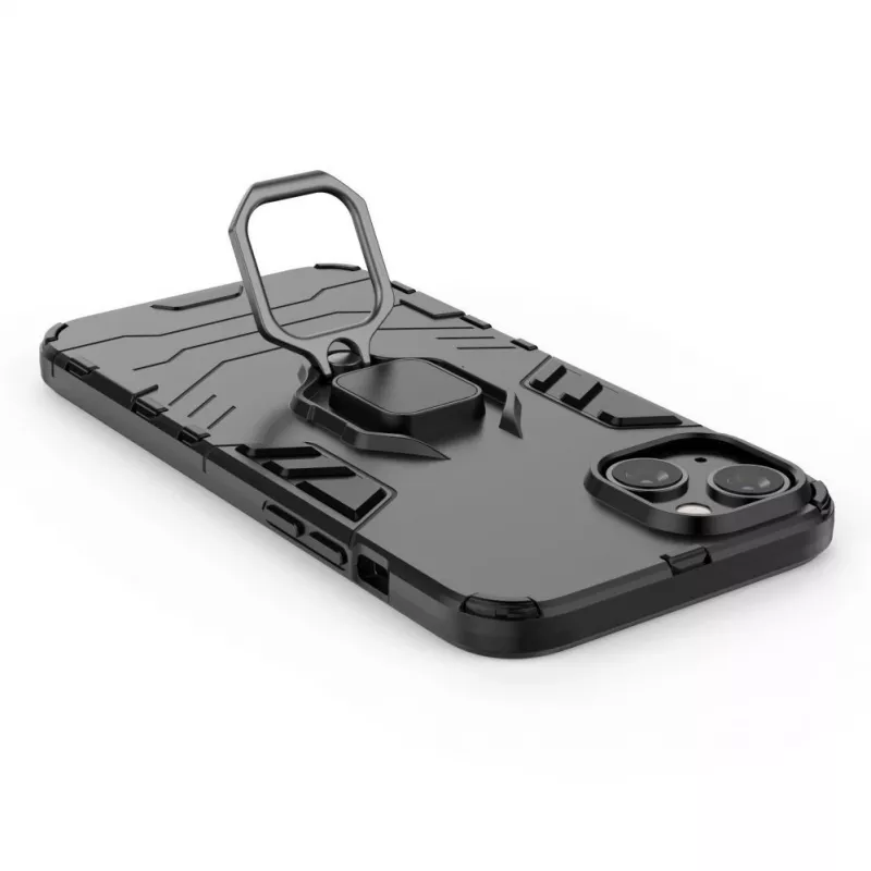 Hurtel Ring Armor Macīgs Vāciņš iPhone 14 Plus, Bruņots Vāks ar Magnētisko Turētāju, Gredzens, Melns