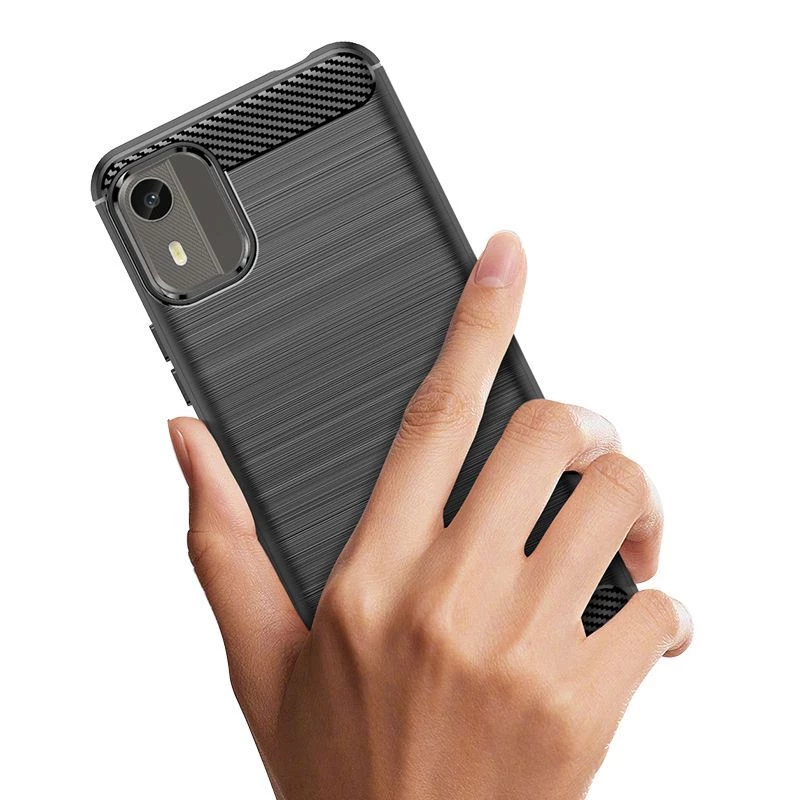 Hurtel Silicone Carbon Case for Nokia C12 / C12 Pro / C12 Plus - Black