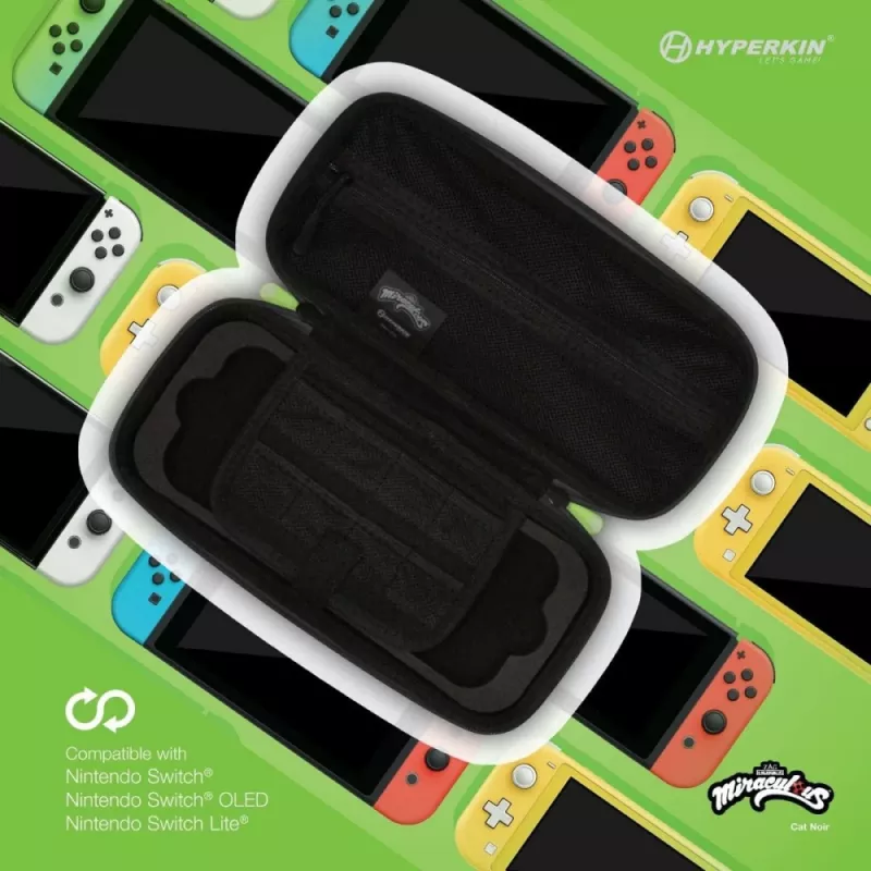 Hyperkin M07541-MTCN cietais maciņš, zaļš, daudzkrāsains, PEVA, Nintendo Switch Lite, triecienizturīgs, ūdensizturīgs, pārnēsāšanas soma