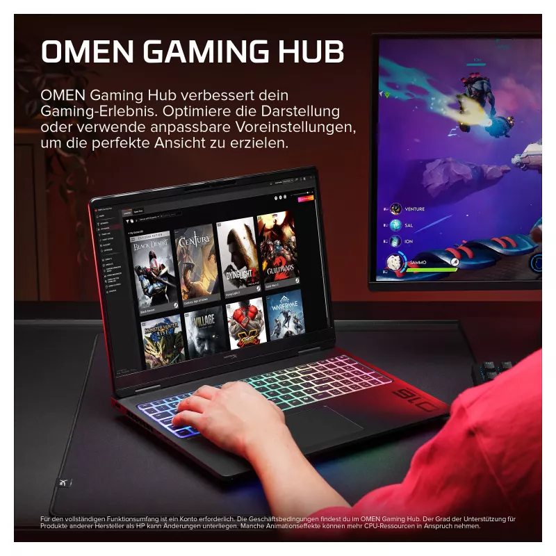 HyperX OMEN 16-ak1090ng Spēļu klēpjdators, 16.1 collu QHD 165Hz, AMD Ryzen AI 9-HX475, 32GB DDR5, 1TB SSD, RTX 5070 Ti 12GB, Win11 Home
