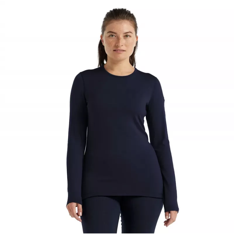 Icebreaker 260 Tech L/S Crewe Women's Thermal Base Layer Top - Midnight Navy, Size M