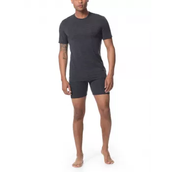 Icebreaker Anatomica īsām piedurknēm Crewe bāzes slāņa T-krekls - Black/Monsoon - XL