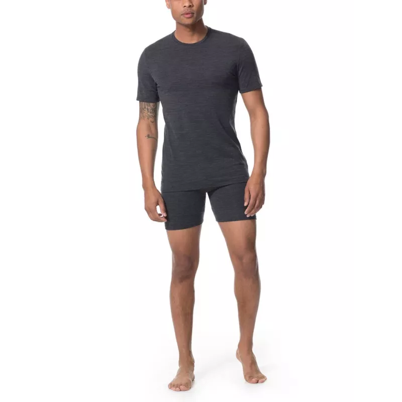 Icebreaker Anatomica īsām piedurknēm Crewe bāzes slāņa T-krekls - Black/Monsoon - XL