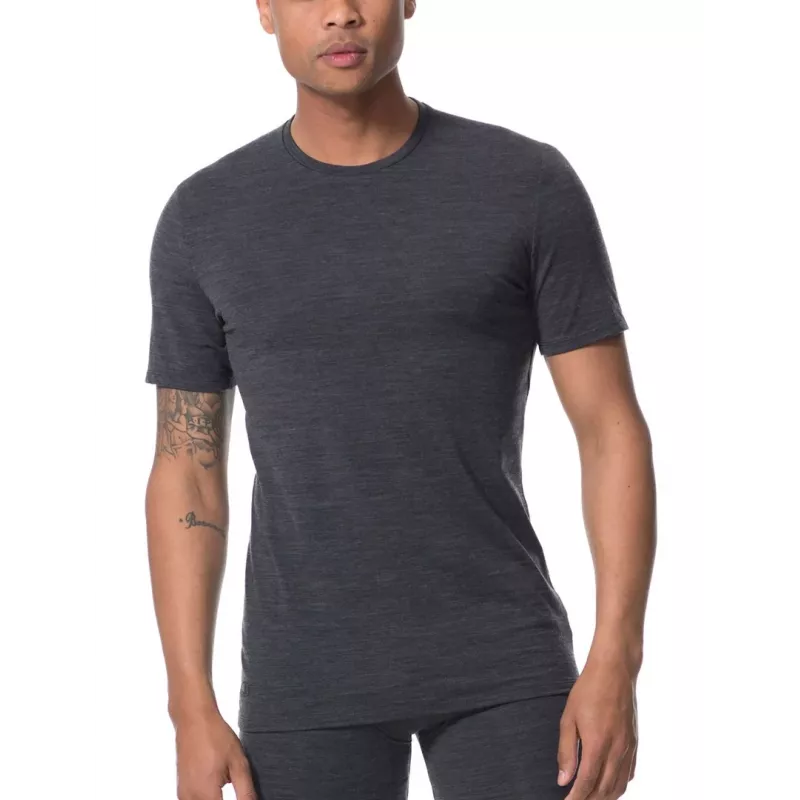 Icebreaker Anatomica īsām piedurknēm Crewe bāzes slāņa T-krekls - Black/Monsoon - XL