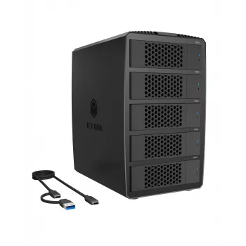 ICY BOX IB-RD3705-CU3 RAID sistēma 5x 2.5/3.5 SATA HDD līdz USB 3.2 Gen 1, 5 Gbps, RAID 0, 1, 10, 3, 5, Single, Large, Clone