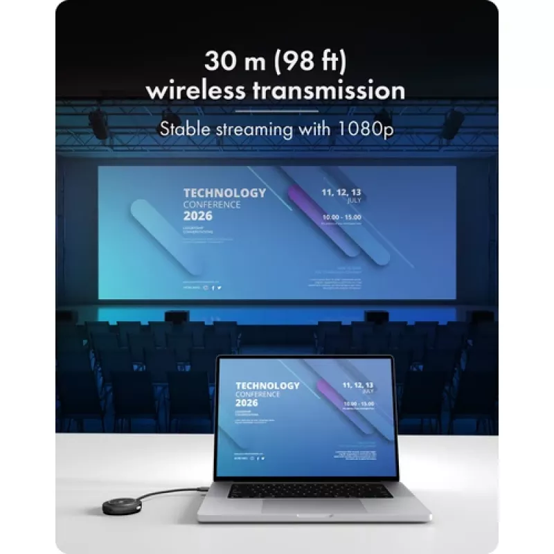 Icy Box IB-WL101 bezvadu HDMI pagarinātāja komplekts - USB-C uz HDMI raidītājs un uztvērējs, Full HD 1080p, 30 m darbības rādiuss, melns