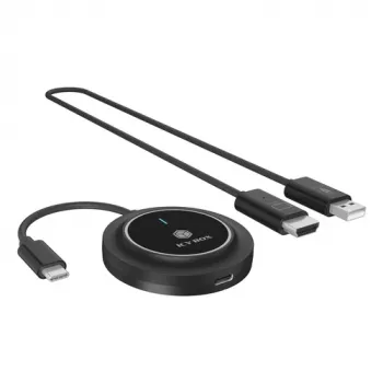 Icy Box IB-WL101 bezvadu HDMI pagarinātāja komplekts - USB-C uz HDMI raidītājs un uztvērējs, Full HD 1080p, 30 m darbības rādiuss, melns
