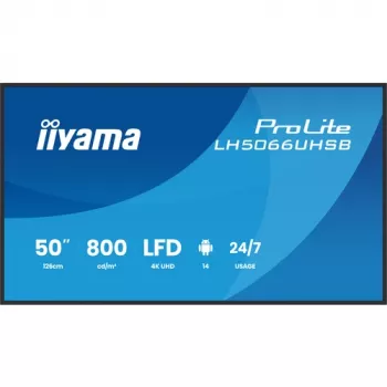 IIYAMA LH5066UHSB-B1AG 50 collu 4K UHD IPS digitālās signālierīces displejs ar Android, 2x HDMI, USB-C, 500 cd/m²