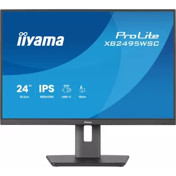 IIYAMA ProLite XB2495WSC-B1 24.1 collu WUXGA IPS 100Hz monitors ar USB-C centrmezglu, regulējamu augstumu, VESA, skaļruņiem
