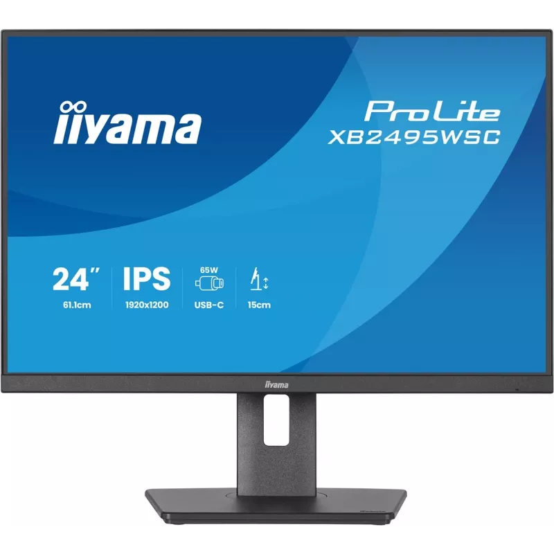 IIYAMA ProLite XB2495WSC-B1 24.1 collu WUXGA IPS 100Hz monitors ar USB-C centrmezglu, regulējamu augstumu, VESA, skaļruņiem