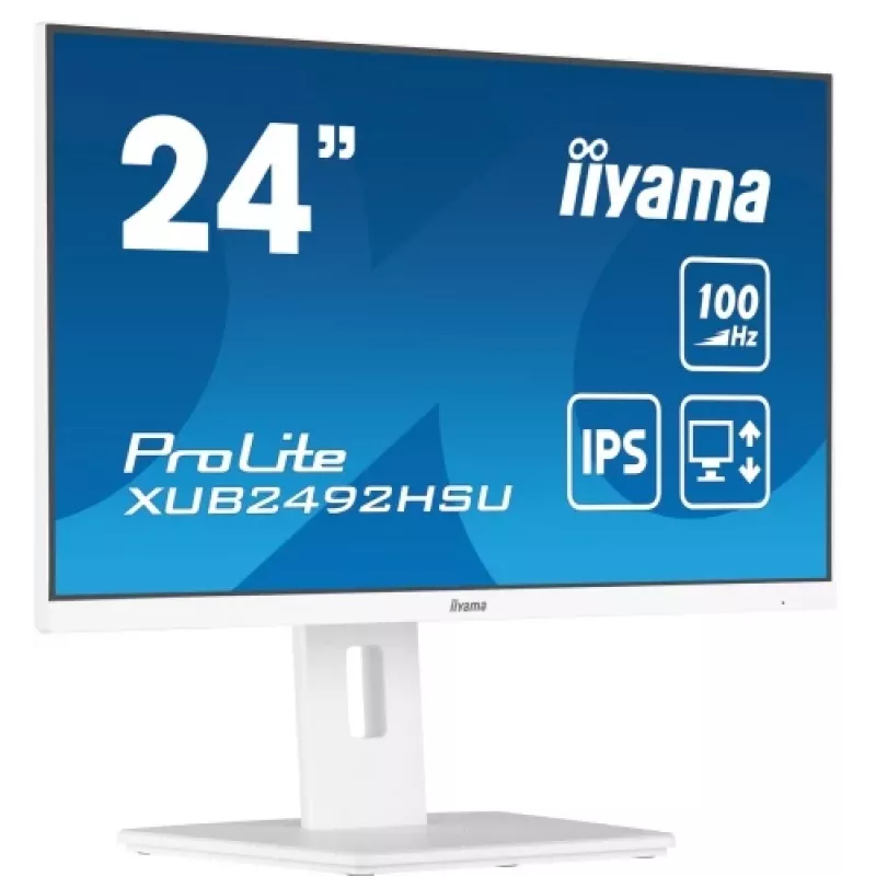 iiyama ProLite XUB2492HSU-W6 24 collu IPS Full HD 100Hz monitors ar USB centrmezglu, 0.4ms, balts