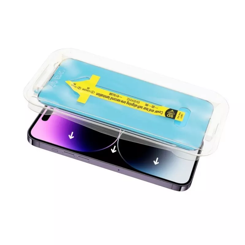 iLike Apple 5D Full Glue Rūdīts Stikls iPhone 13 / 13 Pro / 14 Melns + Aplikators