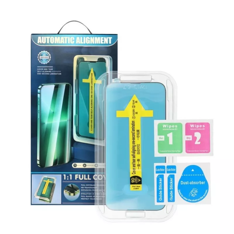 iLike Apple 5D Full Glue Rūdīts Stikls iPhone 13 / 13 Pro / 14 Melns + Aplikators
