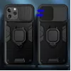iLike Apple iPhone 14 Pro Max Ring Lens maciņš Melns - hibrīds aizsargmaciņš ar integrētu gredzena turētāju, kameras objektīva aizsardzību, triecienu absorbciju, bezvadu uzlādes saderību