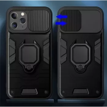 iLike Apple iPhone 14 Pro Max Ring Lens maciņš Melns - hibrīds aizsargmaciņš ar integrētu gredzena turētāju, kameras objektīva aizsardzību, triecienu absorbciju, bezvadu uzlādes saderību