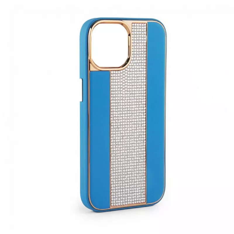 iLike Apple iPhone 15 Pro Max Diamonds and Leather Case Blue
