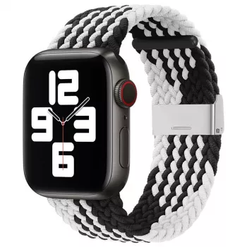 iLike Apple Watch 38/40/41mm Pīta auduma siksniņa Melnbalta