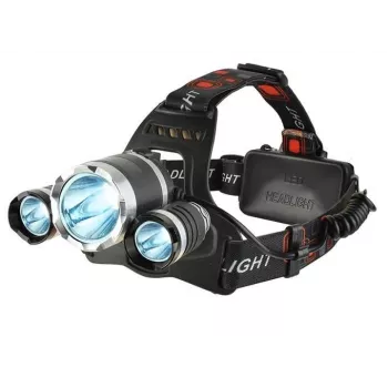 iLike CP-HDL-BK Priekšējais lukturis, Galvaslukturis, 3x LED CREE Lamp, Spēcīgs tālsniedzīgs, Melns