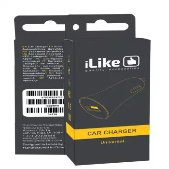 iLike ICC01 Balts Auto Lādētājs ar 1 USB-A Portu, 5W