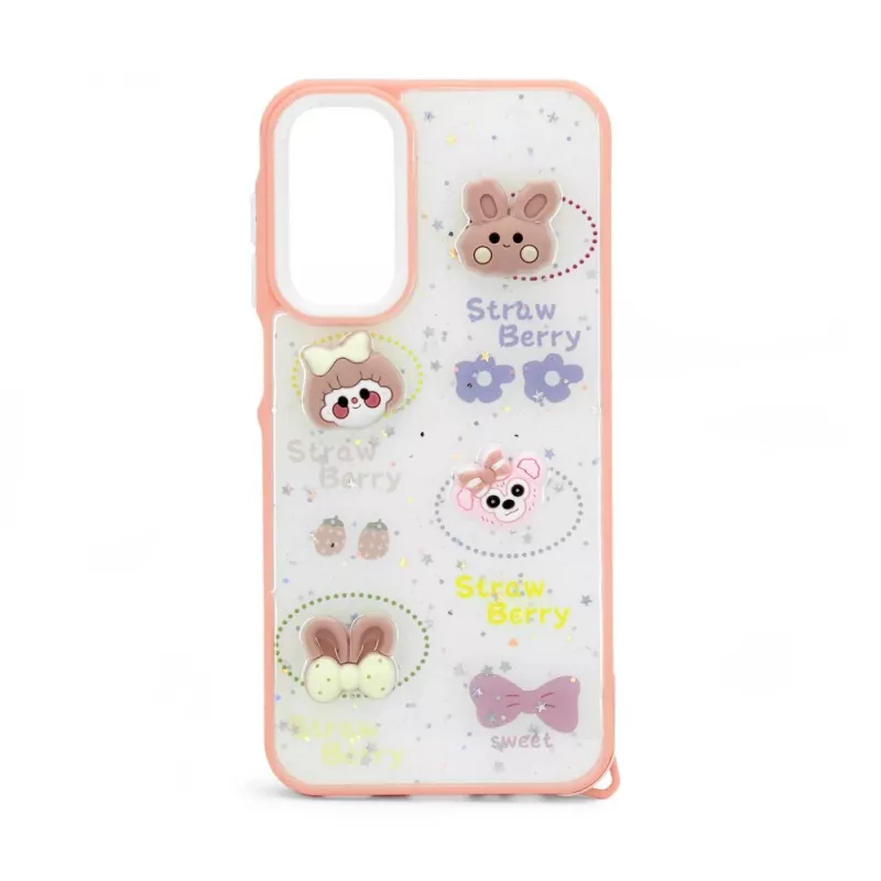 iLike Samsung Galaxy A15 Epoxy Cartoon Cover White Pink