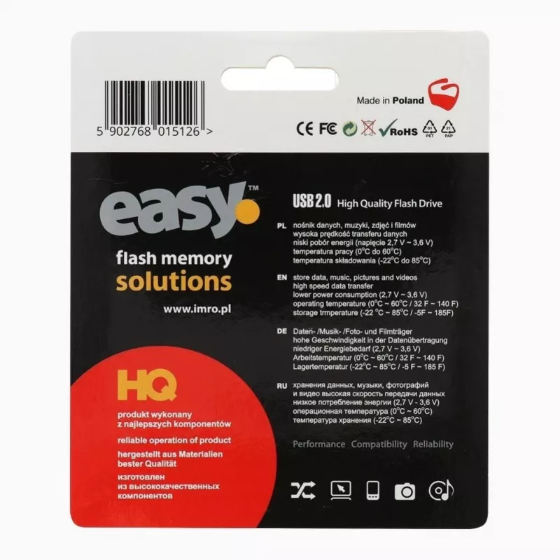 Imro IMRO pendrive EASY (ECO) 16GB USB 2.0 Flash Drive - Melns