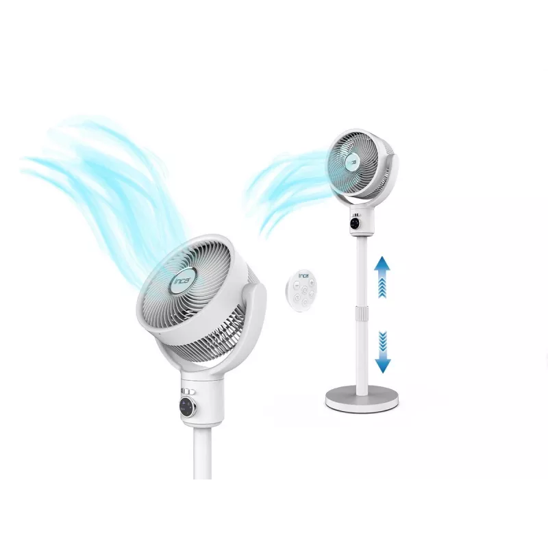 INCA IAF-01B Grīdas ventilators ar uzlādējamu bateriju, BLDC motors, 5 ātrumi, LED displejs, balts