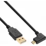 InLine Micro-USB 2.0 kabelis, USB-A vīrišķais uz Micro-B vīrišķo leņķa, apzeltīti kontakti, 0,5 m